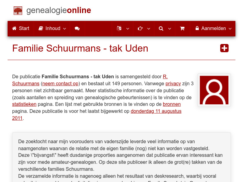 Screenshot van website