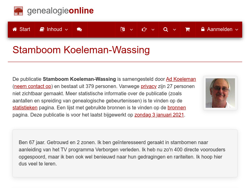 Screenshot van website
