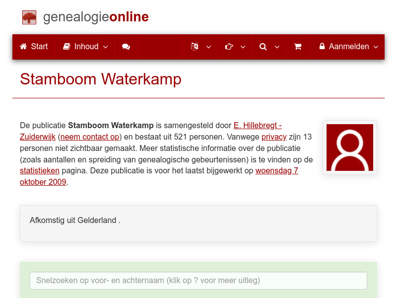Screenshot van website