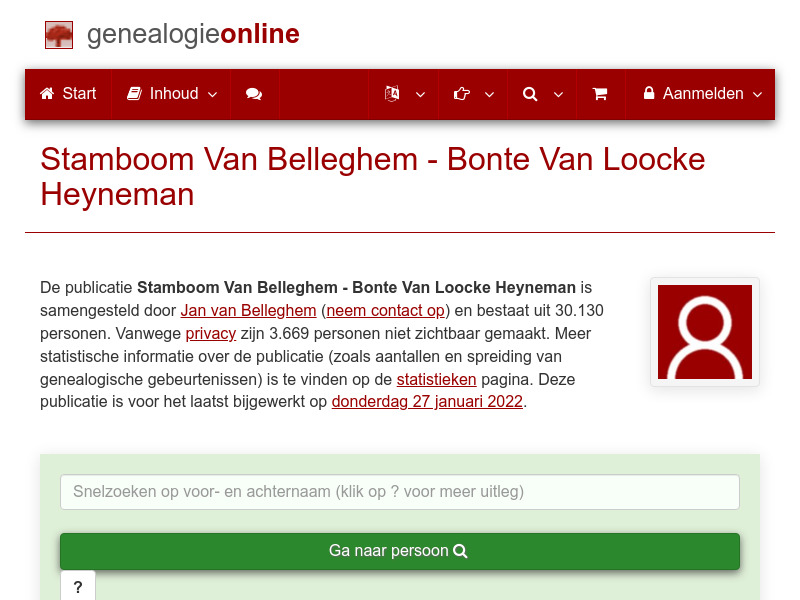 Screenshot van website