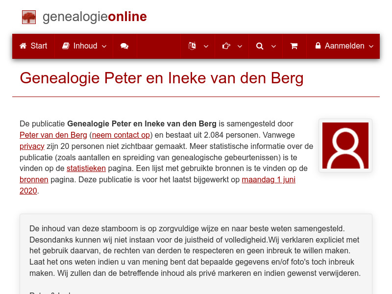 Screenshot van website