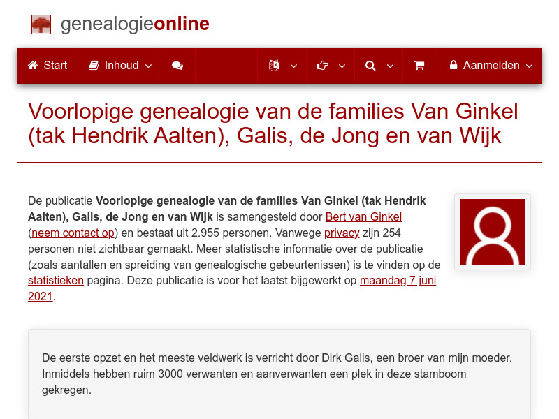 Screenshot van website