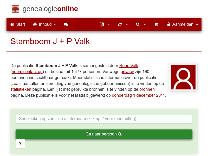 Screenshot van website