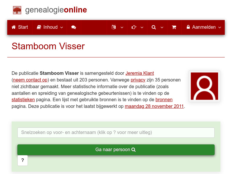 Screenshot van website
