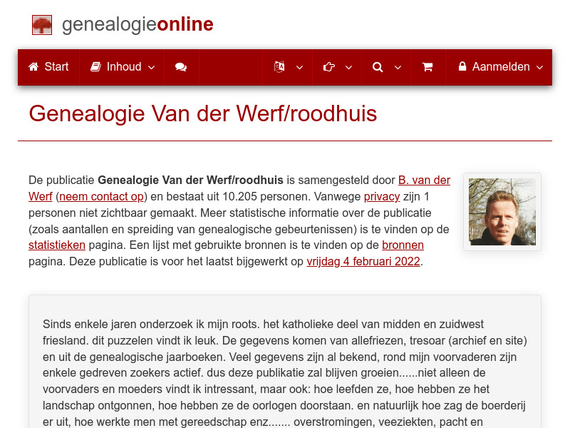 Screenshot van website
