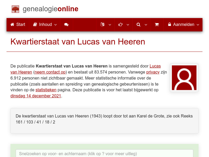 Screenshot van website
