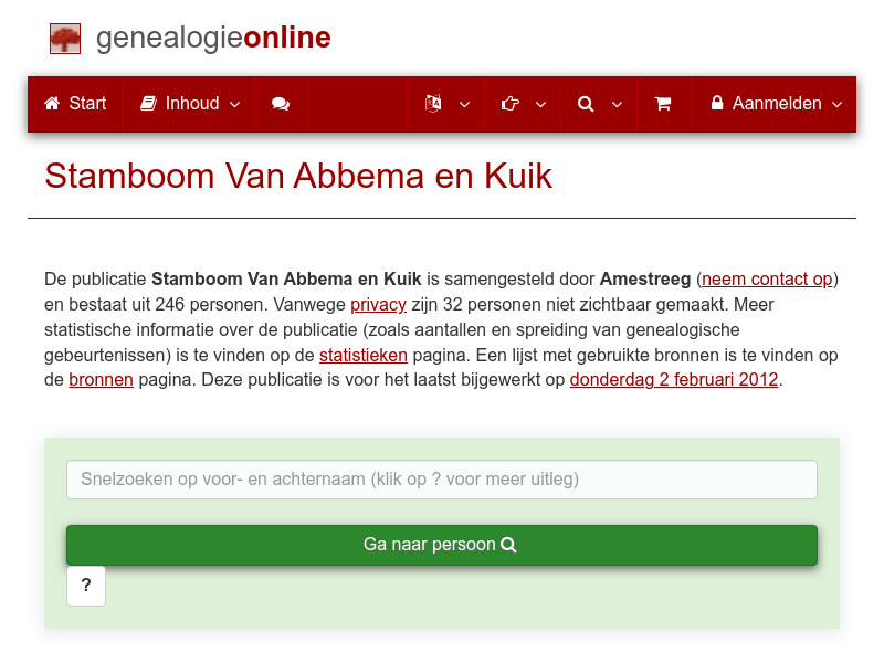 Screenshot van website