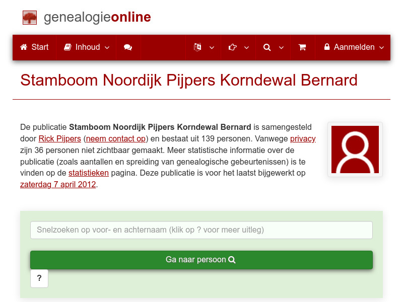 Screenshot van website
