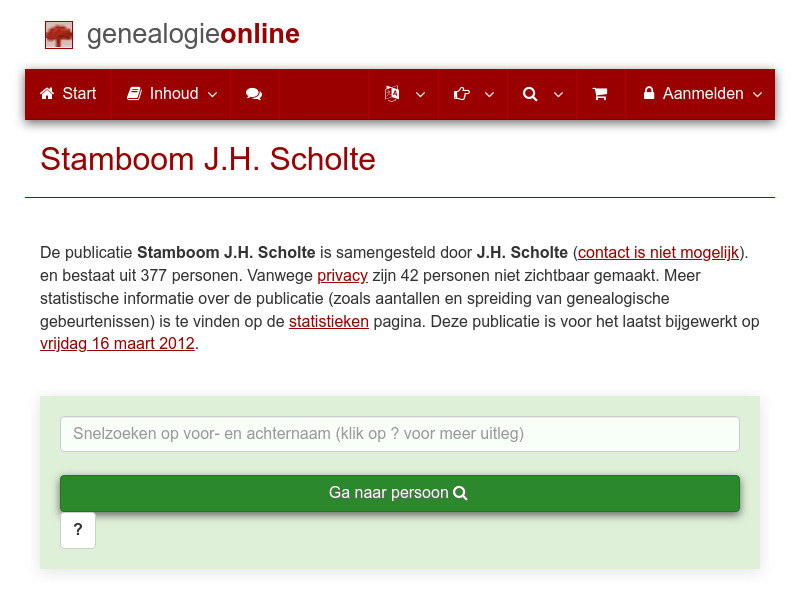 Screenshot van website