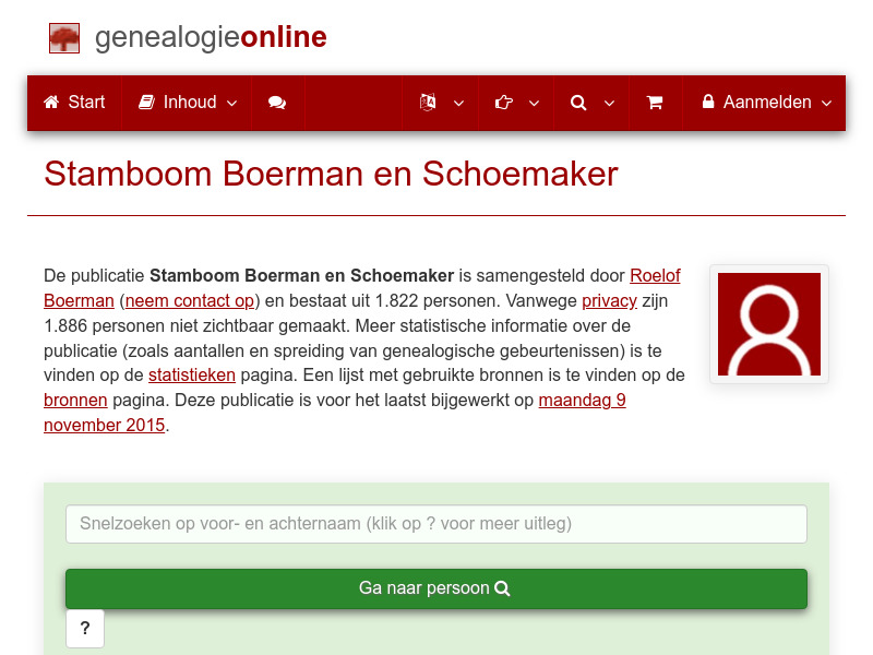Screenshot van website