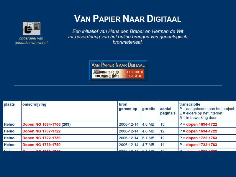 Screenshot van website