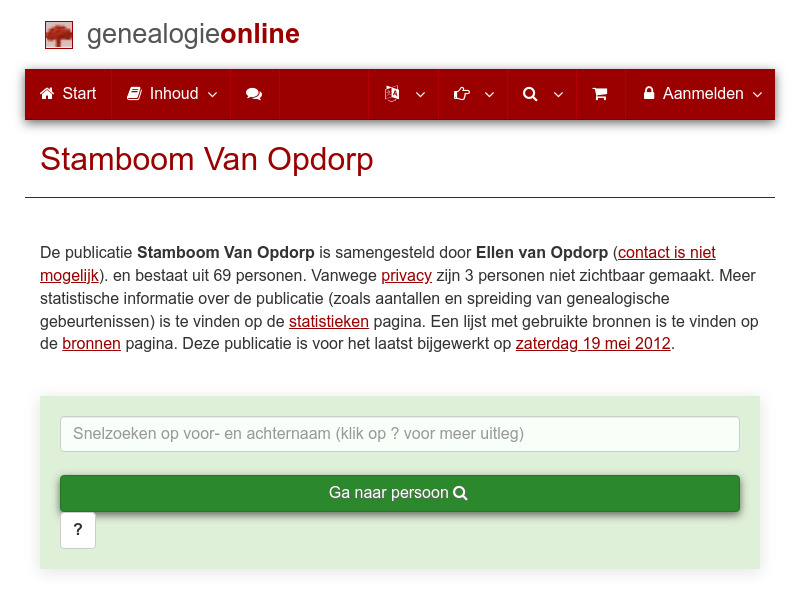 Screenshot van website