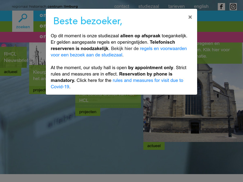 Screenshot van website