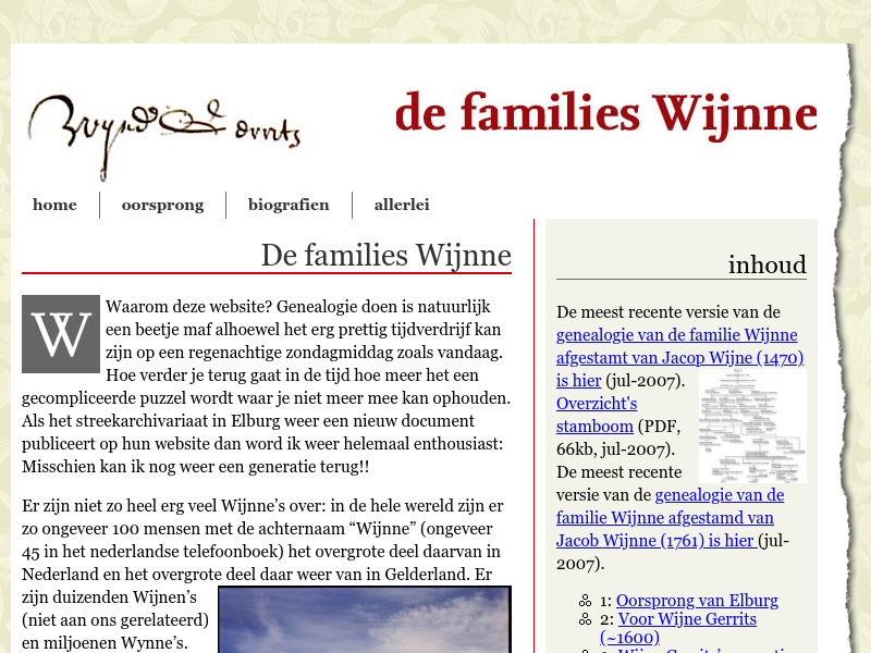 Screenshot van website