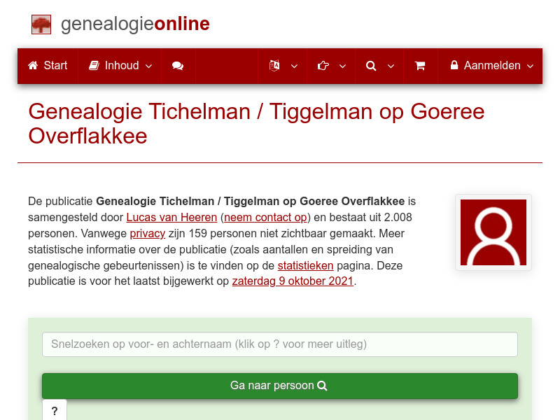 Screenshot van website