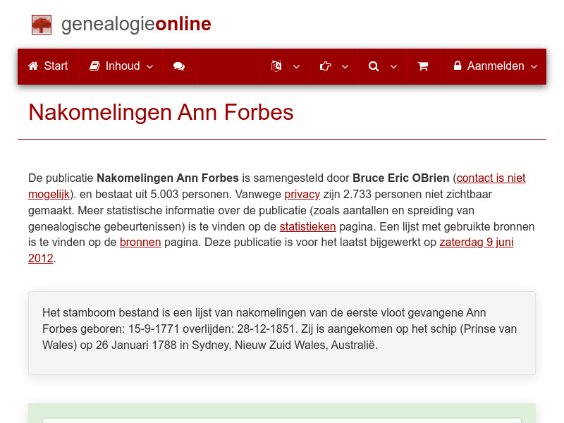 Screenshot van website