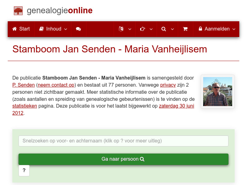 Screenshot van website