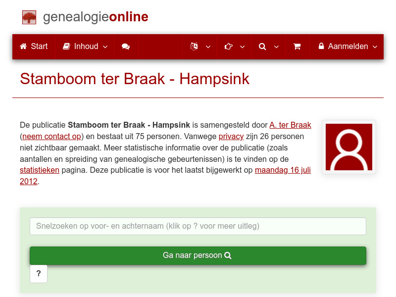 Screenshot van website