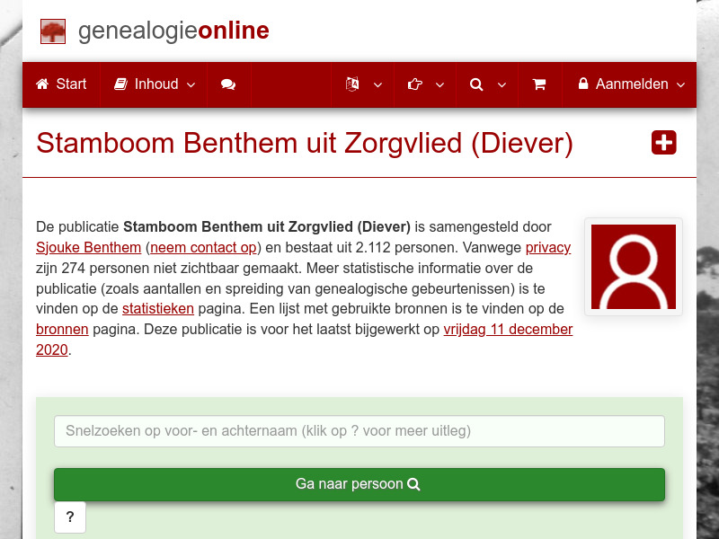Screenshot van website