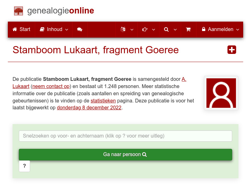 Screenshot van website