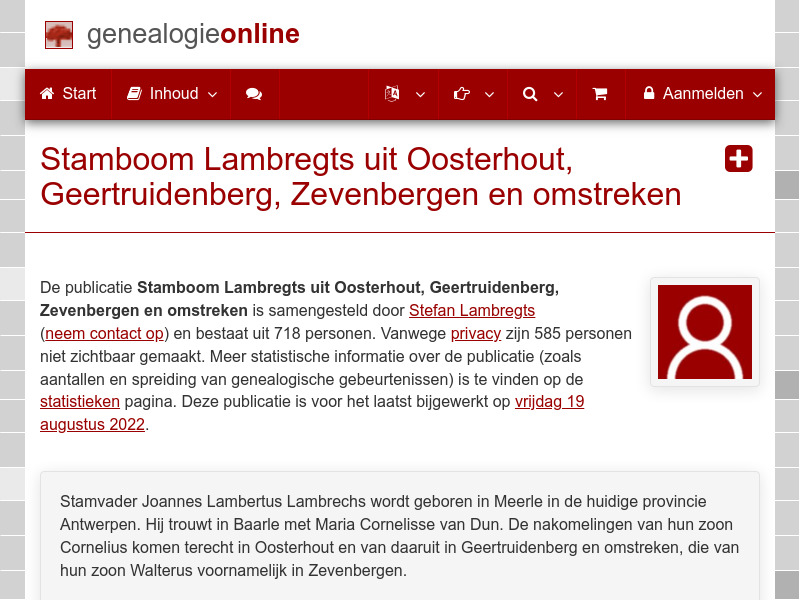 Screenshot van website