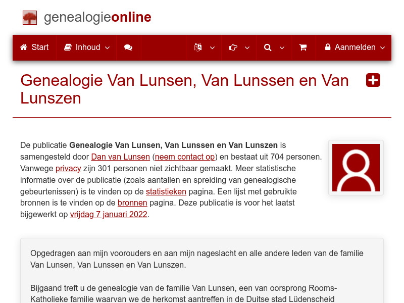 Screenshot van website