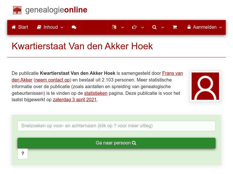 Screenshot van website