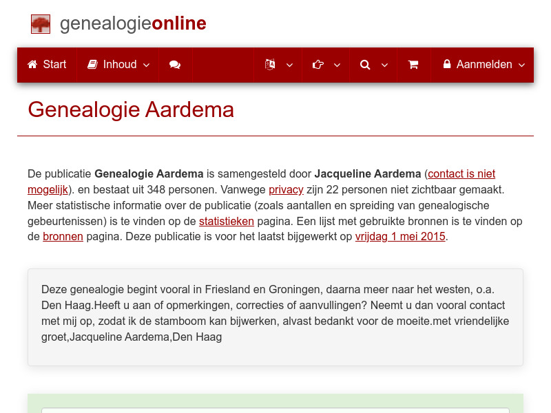 Screenshot van website