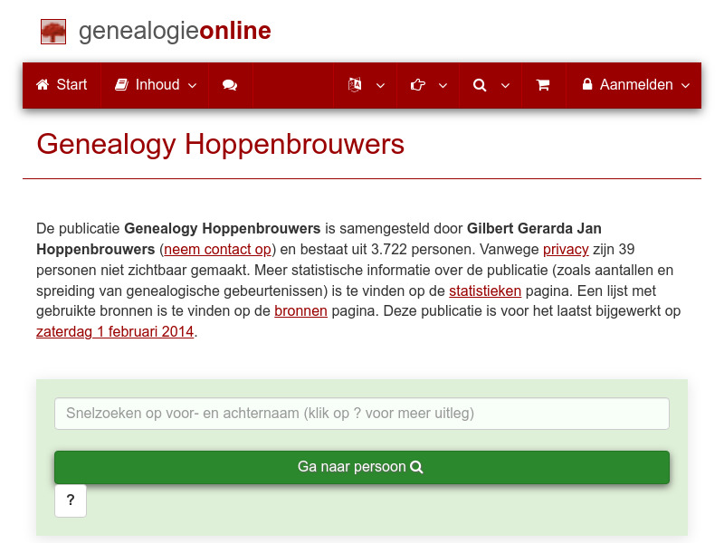 Screenshot van website