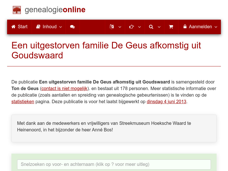 Screenshot van website