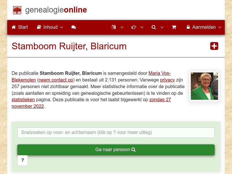 Screenshot van website