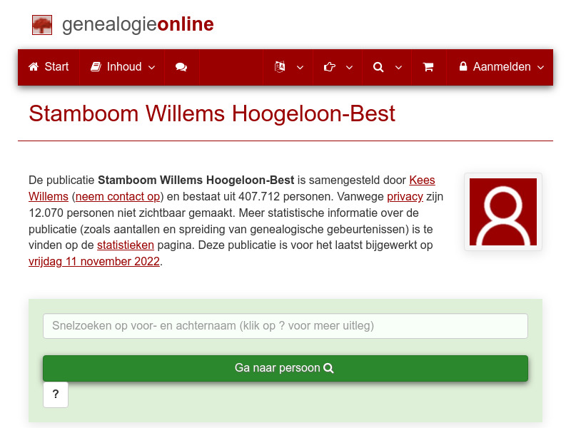 Screenshot van website