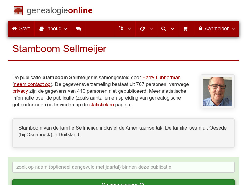 Screenshot van website