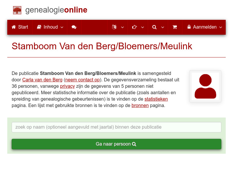 Screenshot van website
