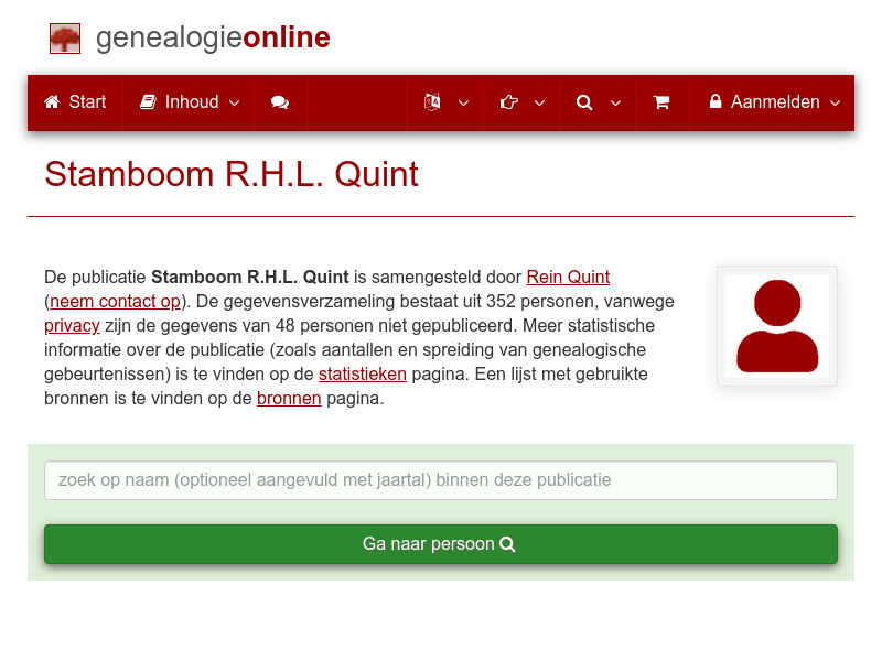 Screenshot van website