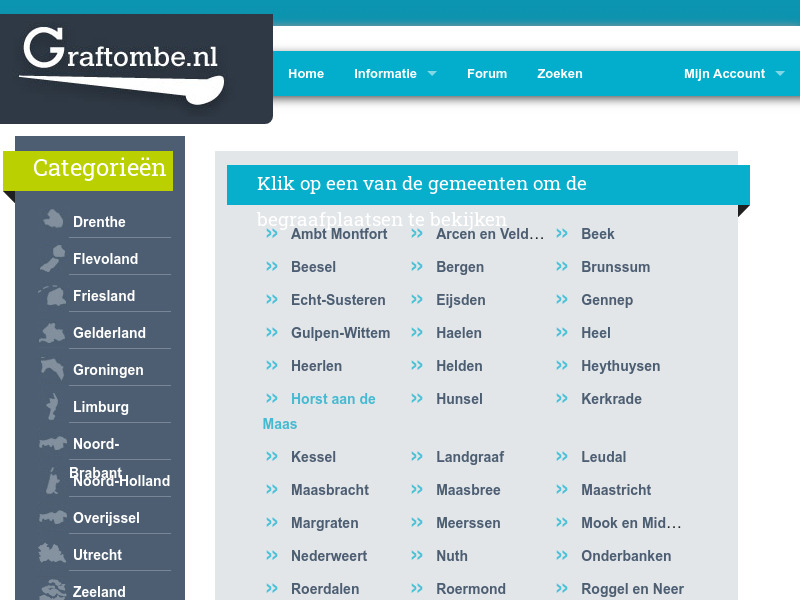 Screenshot van website