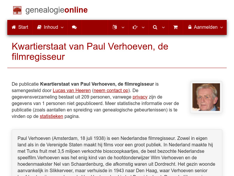 Screenshot van website