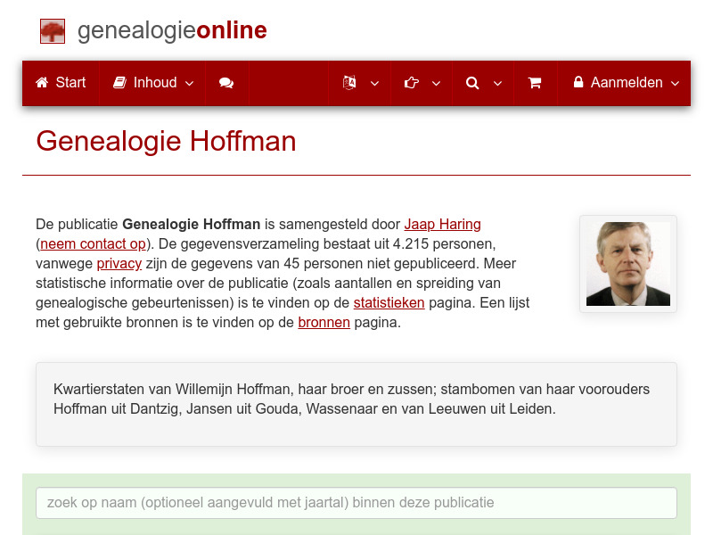 Screenshot van website