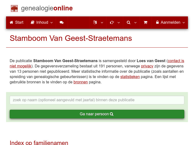 Screenshot van website