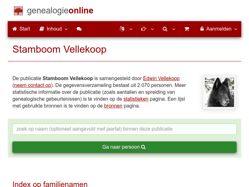 Screenshot van website