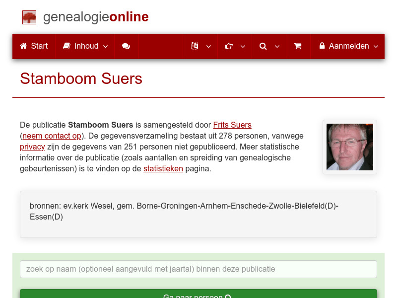 Screenshot van website