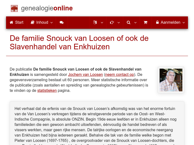 Screenshot van website