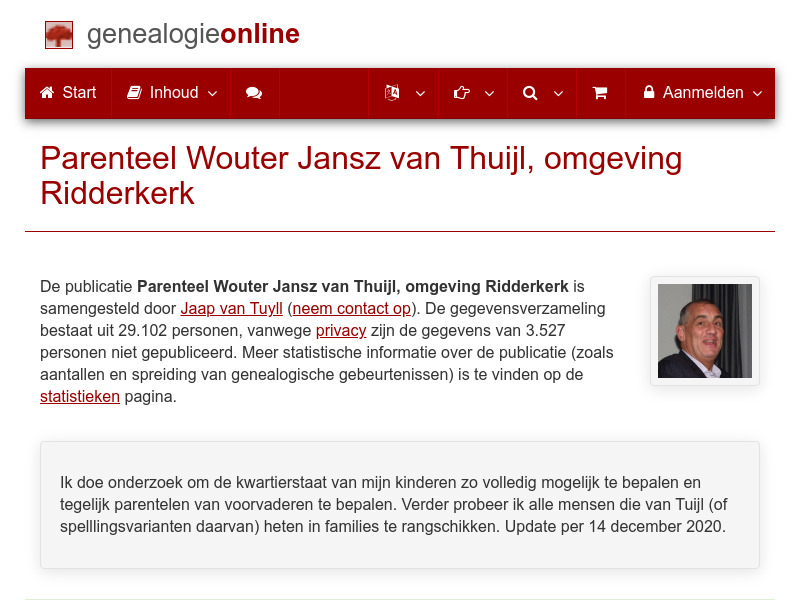 Screenshot van website