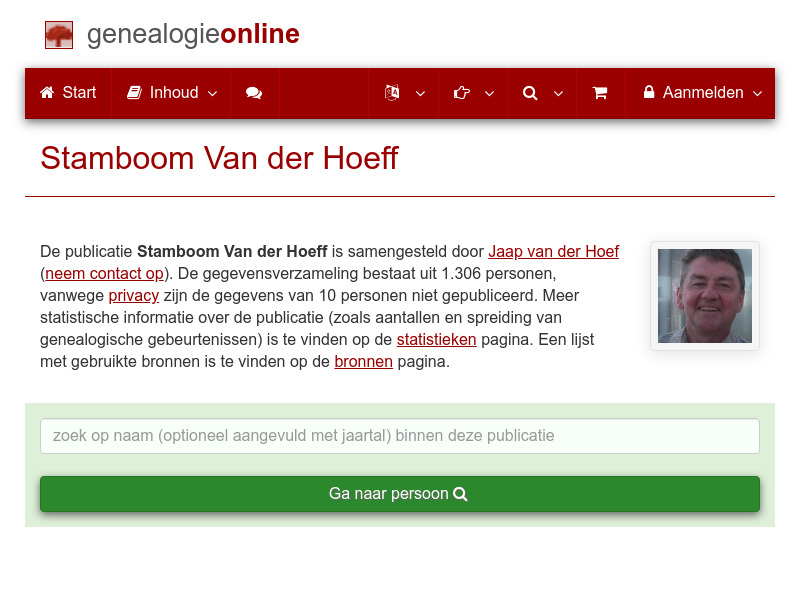 Screenshot van website