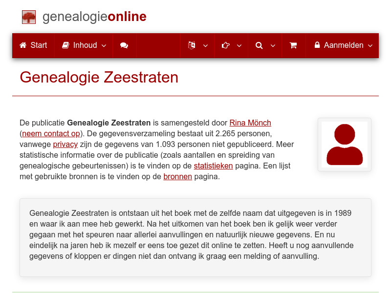 Screenshot van website