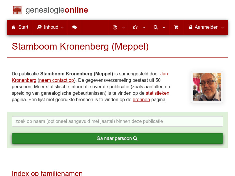 Screenshot van website