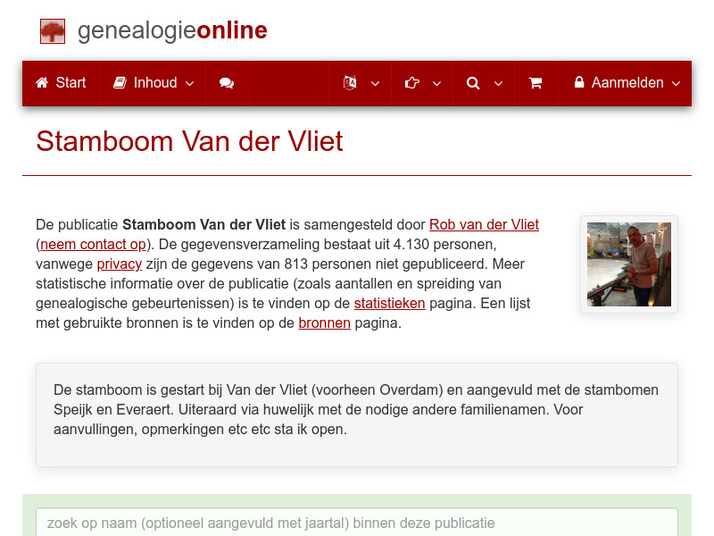 Screenshot van website