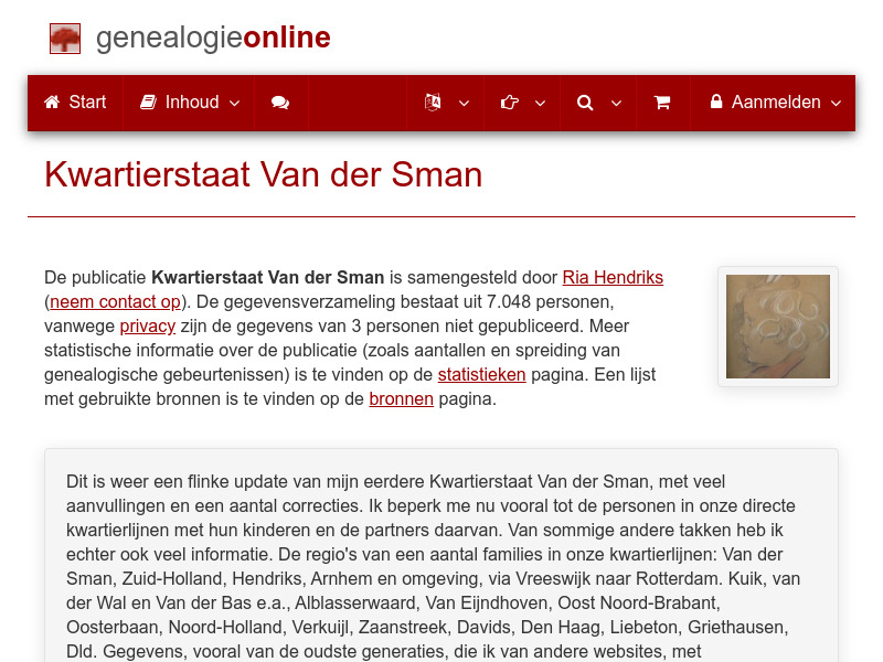 Screenshot van website