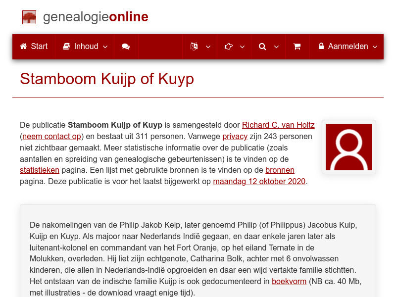 Screenshot van website