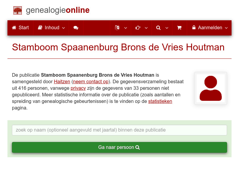Screenshot van website